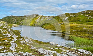 Stunning irish landscape, Lough Akeen near Sheep`s Head, Coomacullen, County Cork, Ireland photo