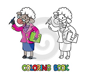 Sheep scientist coloring book. Animal Alphabet S