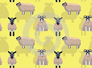 Sheep Scottish Blackface Cartoon Background Seamless Wallpaper