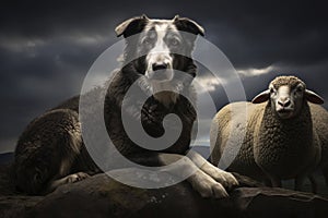 Sheep shepherd dog. Generative AI