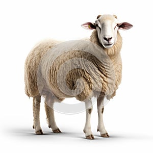 Sheep Standing On White Background - 32k Uhd Pont-aven School Style