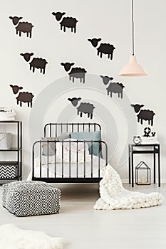 Sheep stickers in kid`s bedroom