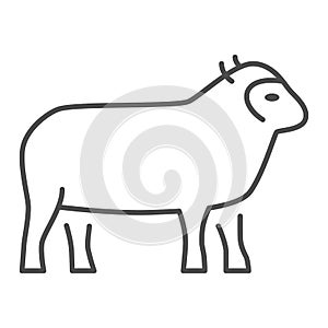 Sheep thin line icon, Farm animals concept, lamb sign on white background, silhouette of sheep animal icon in outline