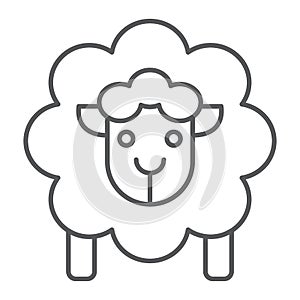 Sheep thin line icon, wool and animal, lamb sign, vector graphics, a linear pattern on a white background.