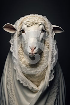 Sheep wearing a veil