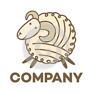 Sheep and wool logo. Vector illustration.