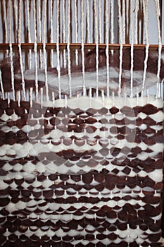 Sheep wool weaving