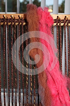 Sheep wool weaving