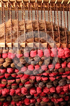 Sheep wool weaving