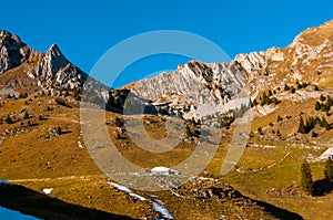 Sheepfold on a valley from Swiss Prealps