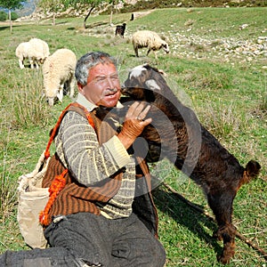 Sheepman and kid goat