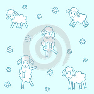 Sheeps cartoon seamless pattern for kids.