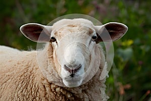 Sheeps close up gaze offers introspective moment amidst surroundings