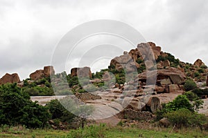 Sheeps roaming around the hill of Hampi, probably unguided photo