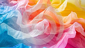 Sheer Pastel Fabrics Flowing in Colorful Waves photo