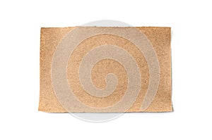 Sheet of brown, old paper isolated on a white background