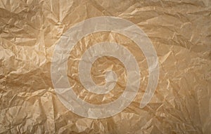 Sheet of Brown Thin Crumpled Craft Paper Background