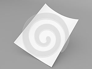 Sheet curved of white paper A4 for office on a gray background.