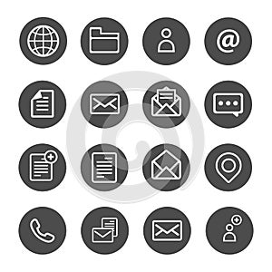 Sheet email call line global communication line icon set