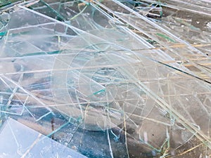 Sheet glass waste on big bags, waiting the transport back to the factory