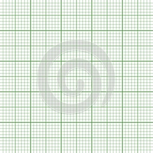 Sheet of graph paper with grid. Millimeter paper texture, geometric pattern. Green lined blank for drawing, studying