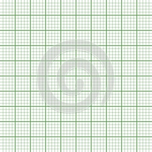 Sheet of graph paper with grid. Millimeter paper texture, geometric pattern. Green lined blank for drawing, studying