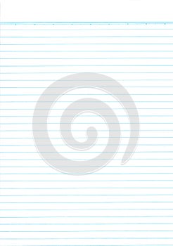 Sheet of looseleaf paper,detailed lined paper texture, isolated, school exercise book