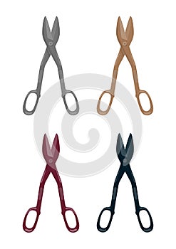 Sheet metal cutting shears 4 color of silver vector