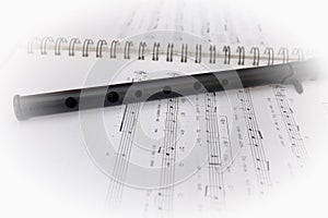 Sheet music and flute