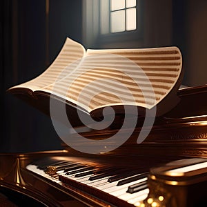 Sheet Music Flying off a Piano