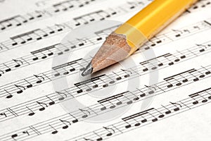 Sheet Music Pencil Notes Closeup