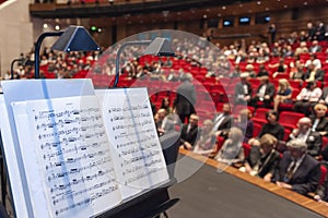 Sheet music at the stage