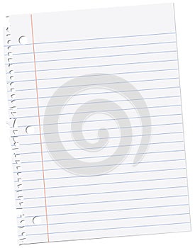 Sheet of notebook paper