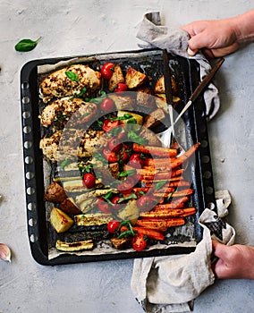 Sheet pan chicken and veggies