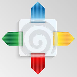 Sheet of paper with multicolor labels