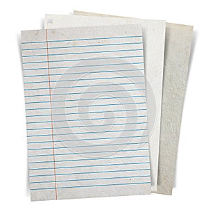 Sheet of paper stack on white background