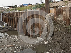 sheet piling retaining wall in hydraulic engineering