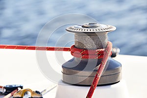 Sheet on the winch a yacht