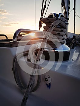 Sheet on a yacht on a winch