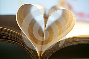 Sheets of a book forming a heart photo