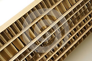 Sheets of brown corrugated cardboard used for filling in fragile parcels