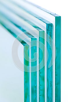 Sheets of Factory manufacturing tempered clear float glass panels cut to size