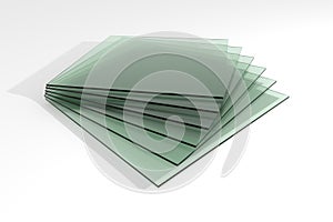 Sheets of green tempered clear float glass