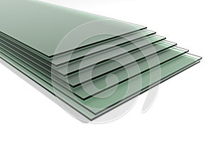 Sheets of green tempered clear float glass