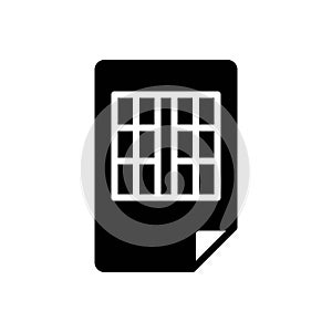Black solid icon for Sheets, document and note