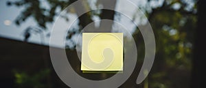 Sheets of note papers, stick notes paper, post it on mirror window