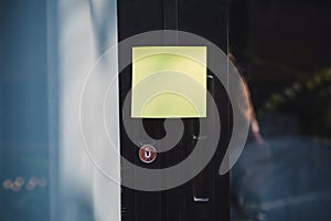 Sheets of note papers, stick notes paper, post it on mirror window