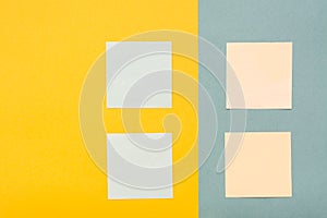 Sheets for notes on yellow and green backgrounds