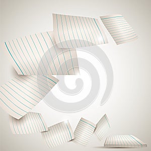 sheets of paper flying. Vector illustration decorative design
