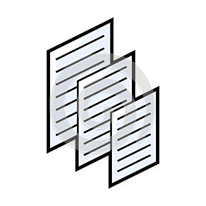 Sheets of paper icon in isometry. Image for website, app, logo, UI design.